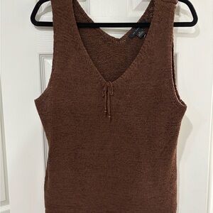 As Fusion Brown Knit Sleeveless Top